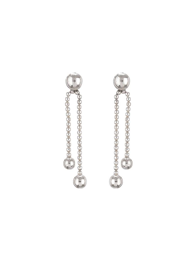 925 Sterling Silver Long Dual Strand Drop Statement Minimal Earrings : AGER5351