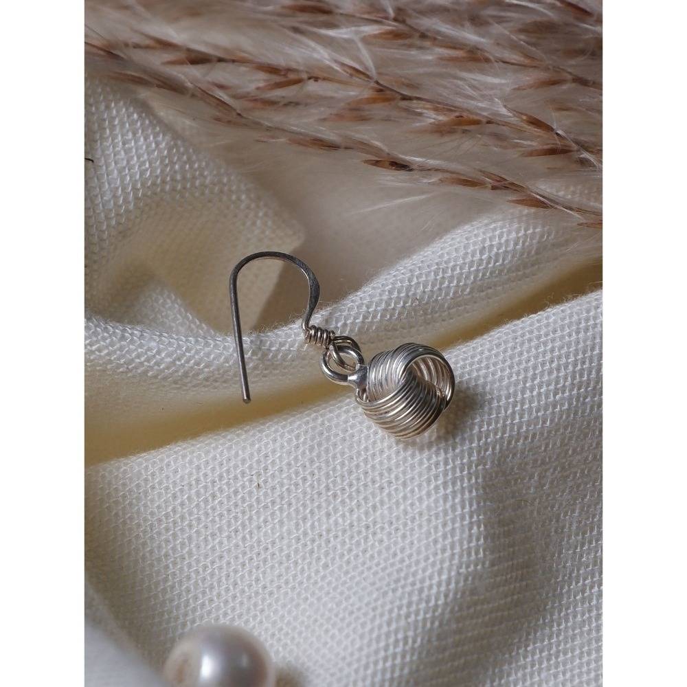 925 Sterling Silver Ball Drop Earrings For Women | Handmade Wire Sphere Dangle Hook Earrings For Girls : FU-1225