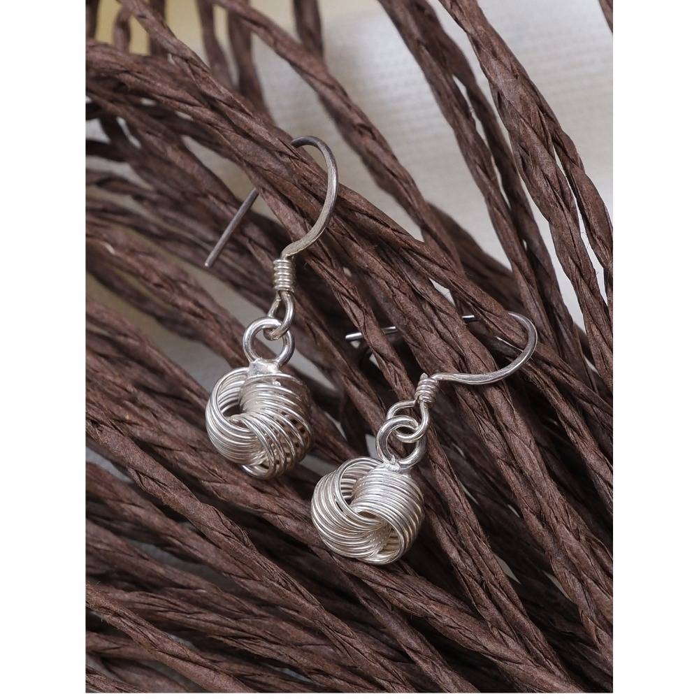 925 Sterling Silver Ball Drop Earrings For Women | Handmade Wire Sphere Dangle Hook Earrings For Girls : FU-1225