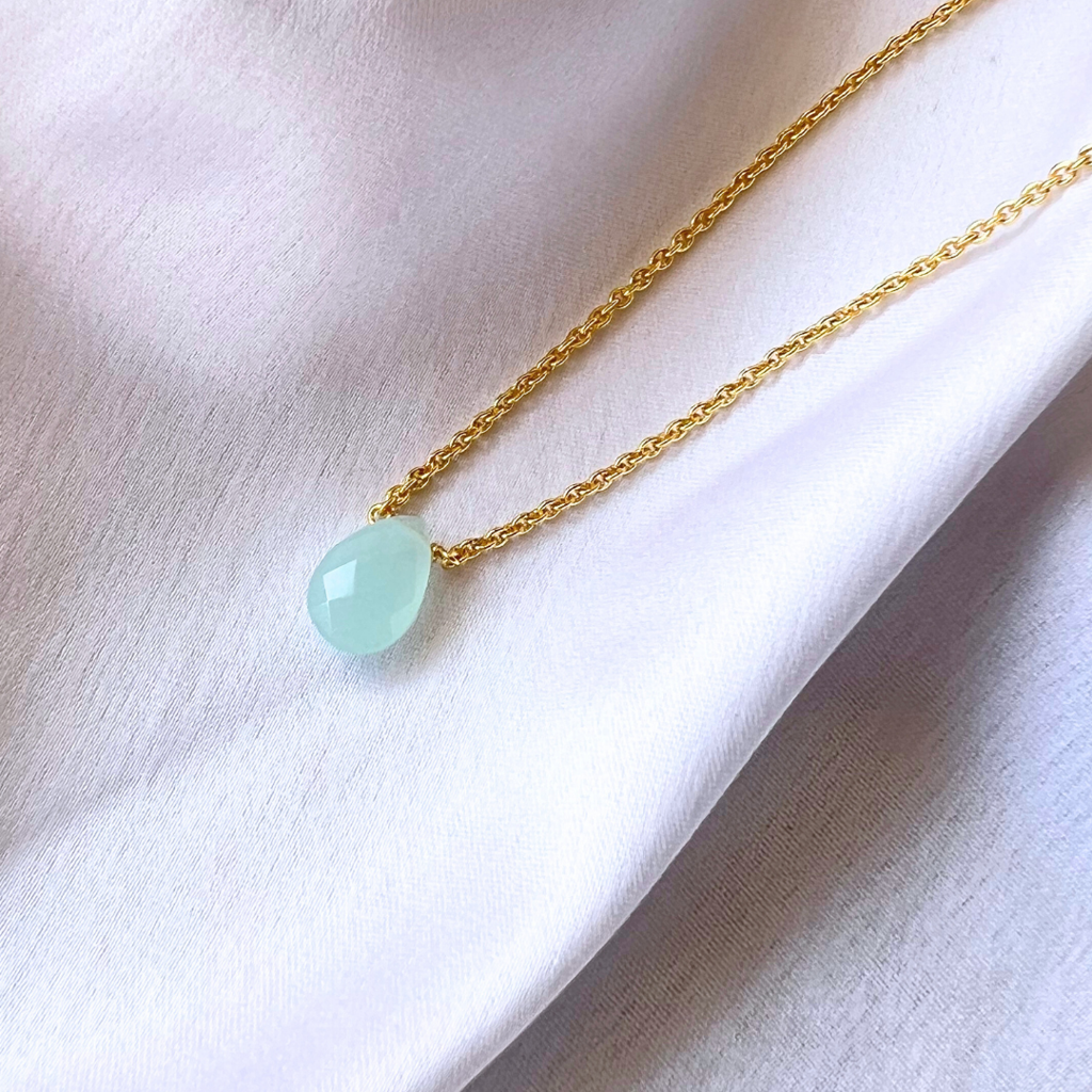 Aqua Calcite Drop Necklace : EDN-AQZ