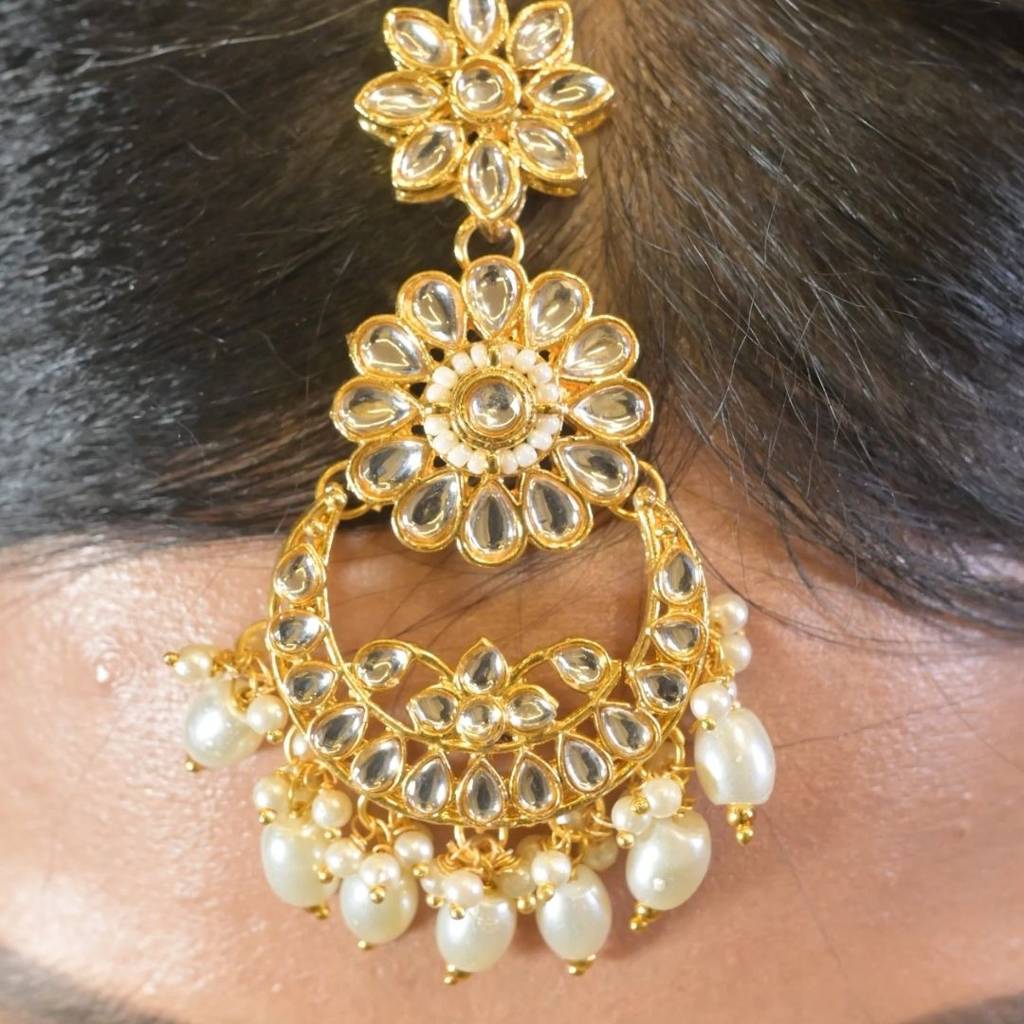 Payal Kundan Headband With Maangtikka : HAIR0074