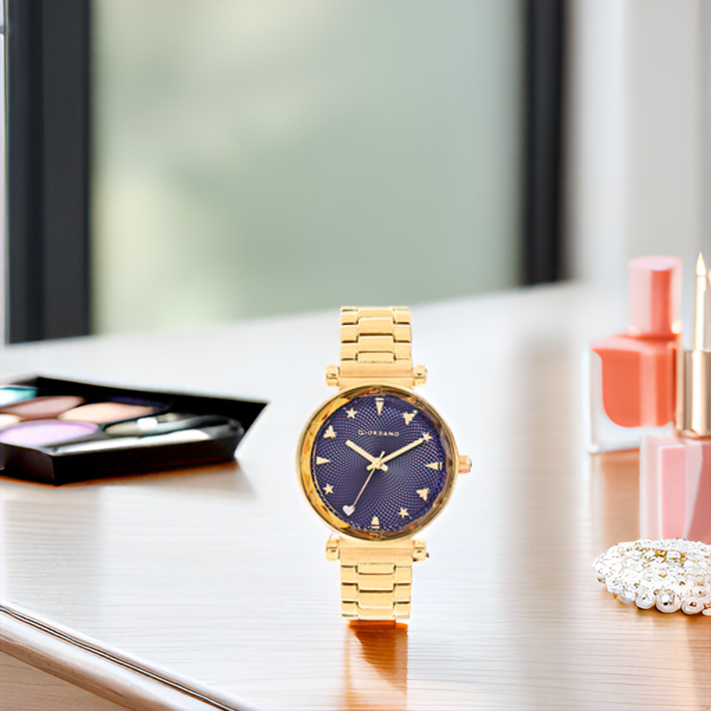 Analog Wrist Watch For Women Stylish Metal Strap With Water Resistant 3 Hand Mechanism For Girls & Ladies To Comp : GD-4211-55