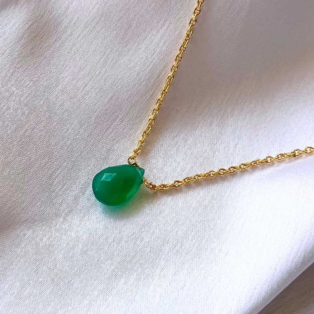 Green Onyx Drop Necklace : EDN-GRO