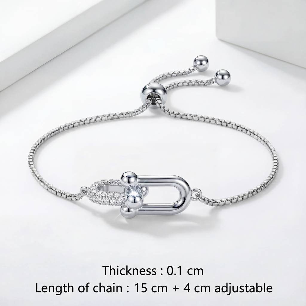 Korean Pavé Link Hardware Bolo Bracelet : YUFSBR210