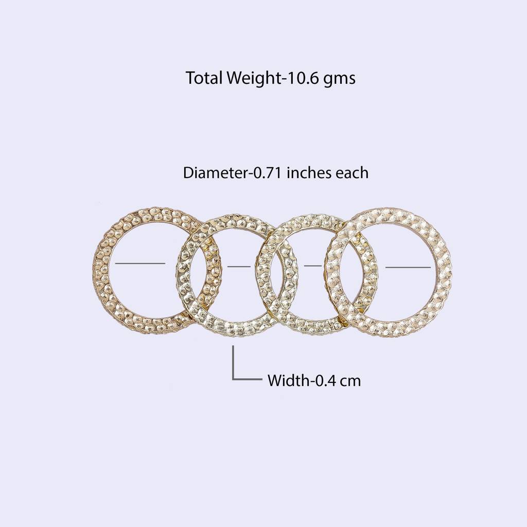 Estele Gold Plated Trendy Circular Beaten Gold Finger Ring For Women (Set Of 4 Non-Adjustable) : 563-IGRING