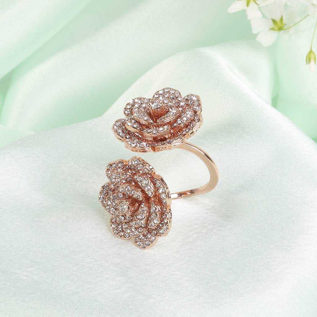 Rose Gold Plated Gold Ladies Finger Ring Design Buy Rose Gold Plated  American Diamond Studded Contemporary Korean