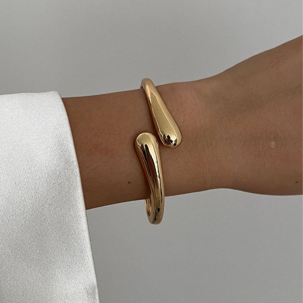 Gold/Silver Plated Glossy Open Cuff Bangle Bracelet : AMU0125B426G