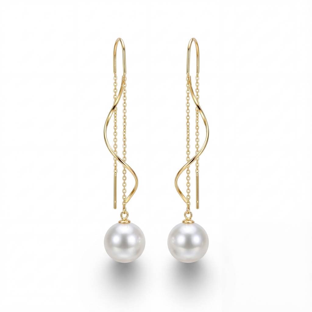 Korean Minimalist Pearl Threader Earrings : YUFSER259