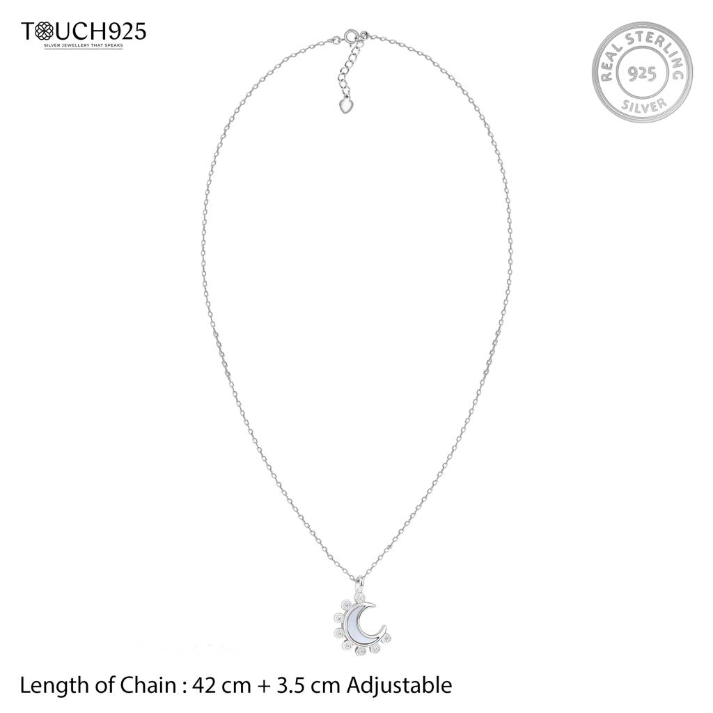 Spike Half Moon Necklace In Silver Color : AMNC149