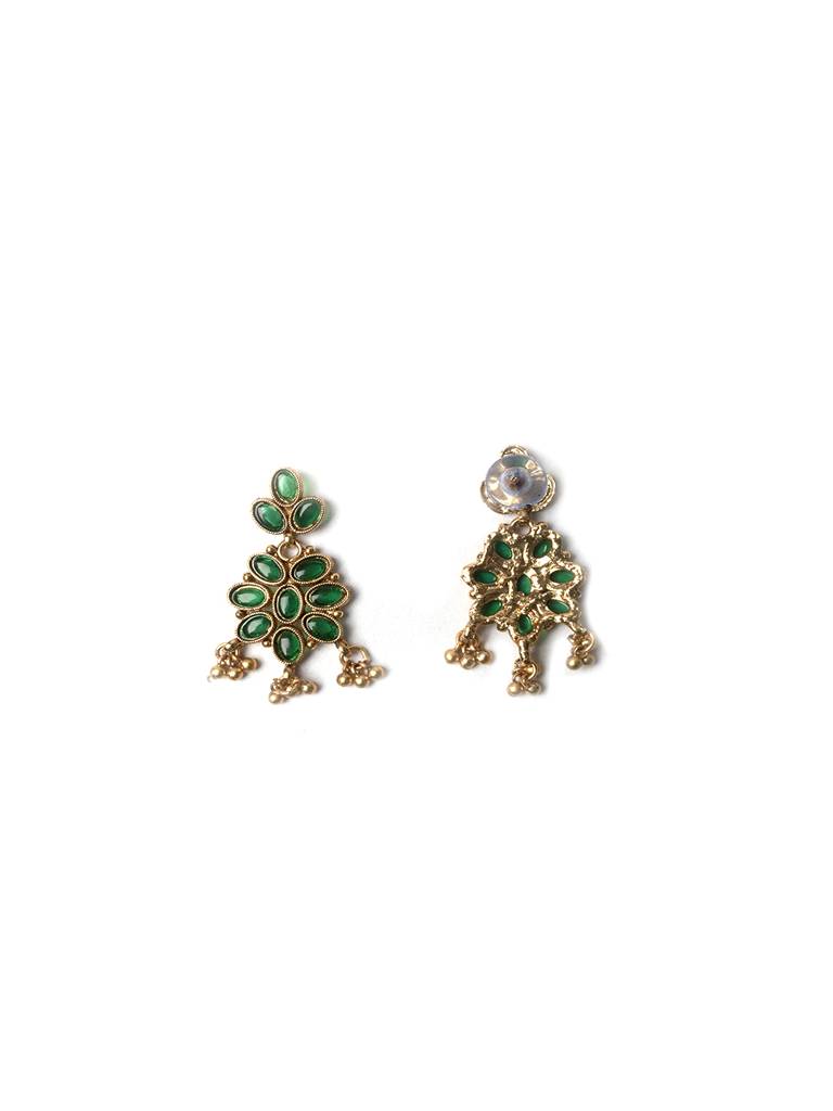 Green Kemp Double Line Necklace Set : Kempu110Green