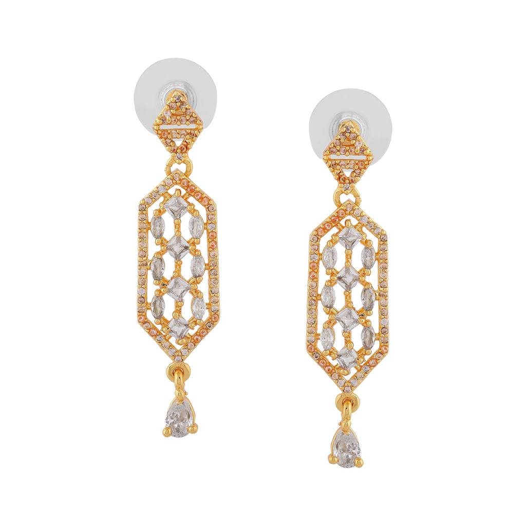 Estele Gold Plated Cz Sparkling Designer Earrings For Women : AD-635-IG-ERER