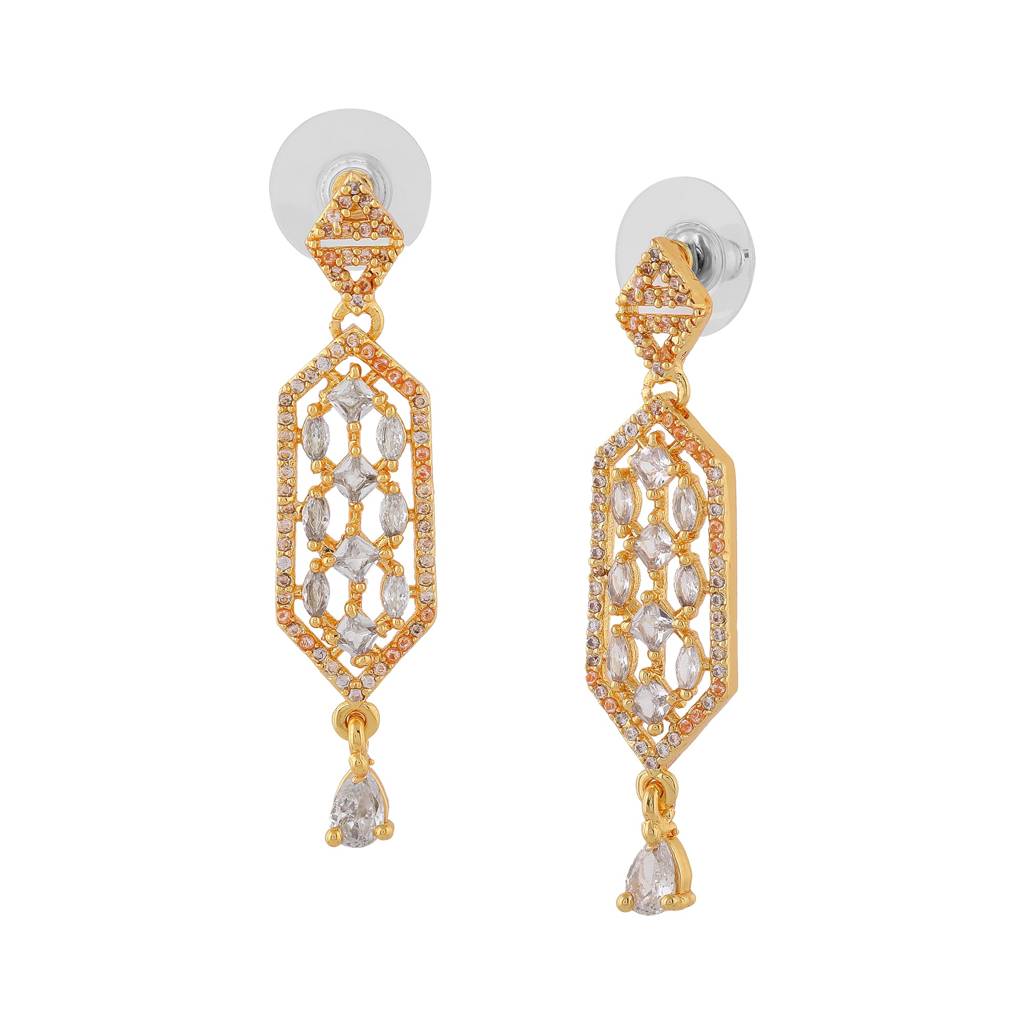 Estele Gold Plated Cz Sparkling Designer Earrings For Women : AD-635-IG-ERER