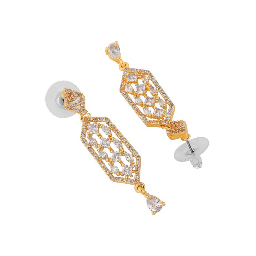 Estele Gold Plated Cz Sparkling Designer Earrings For Women : AD-635-IG-ERER