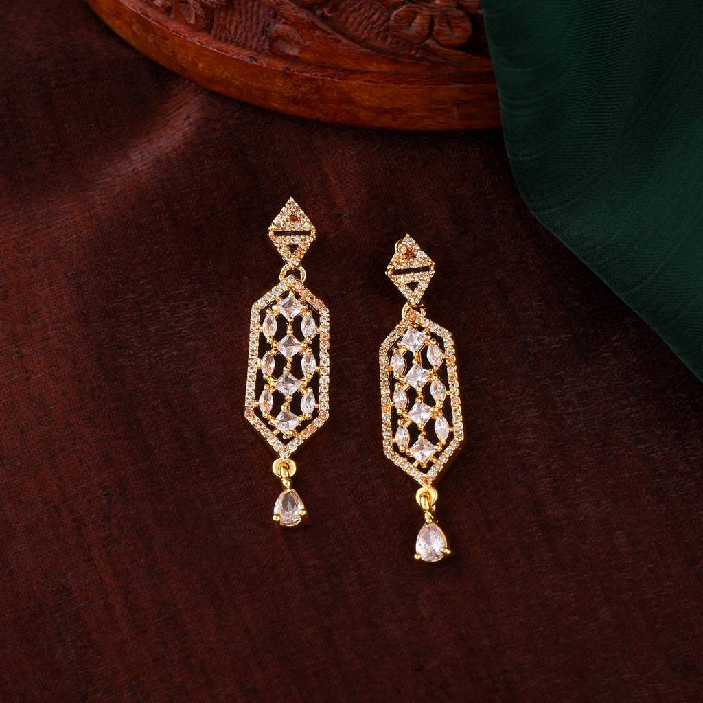 Estele Gold Plated Cz Sparkling Designer Earrings For Women : AD-635-IG-ERER