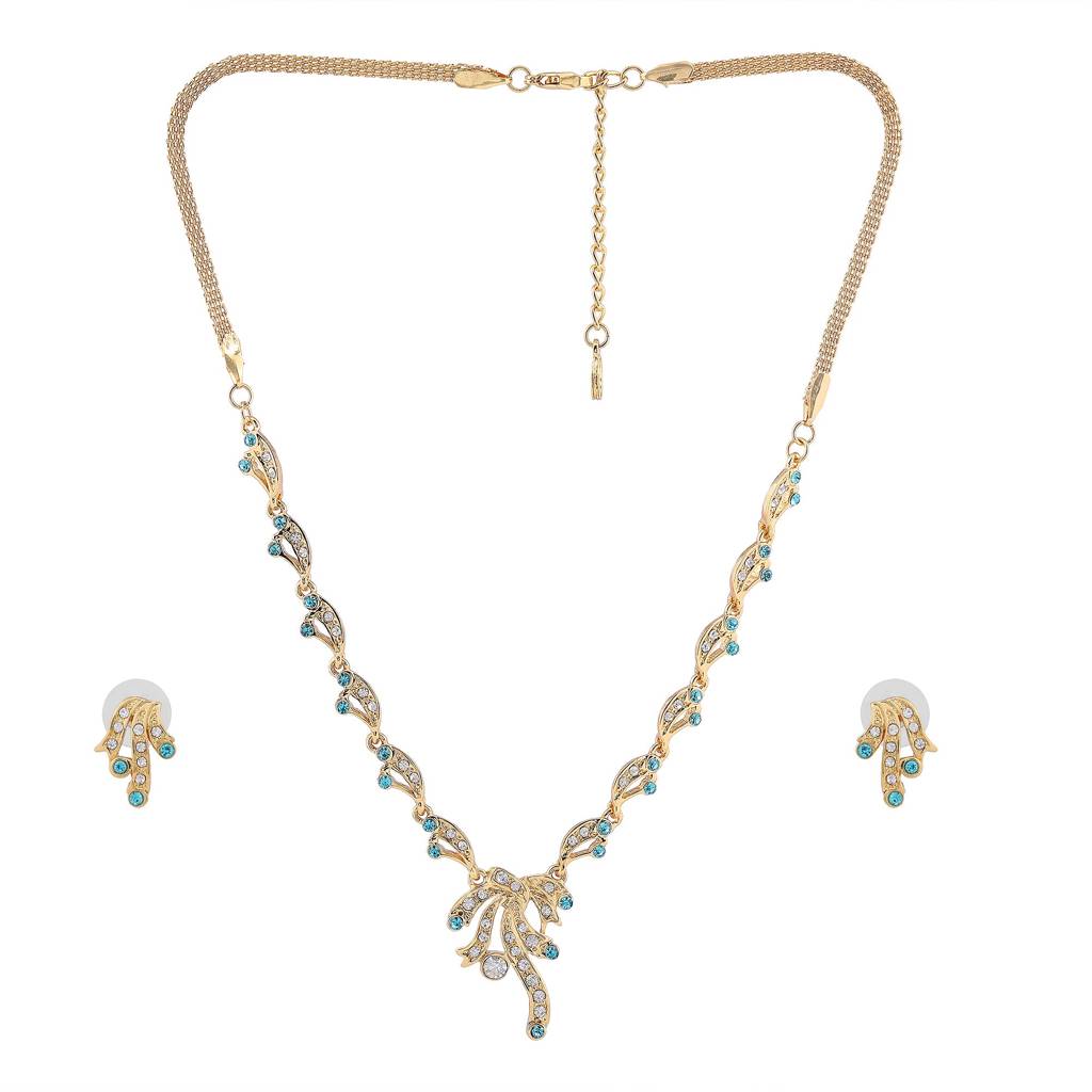 Estele Gold Plated Stunning Necklace Set With Crystals For Women : 8987NKER