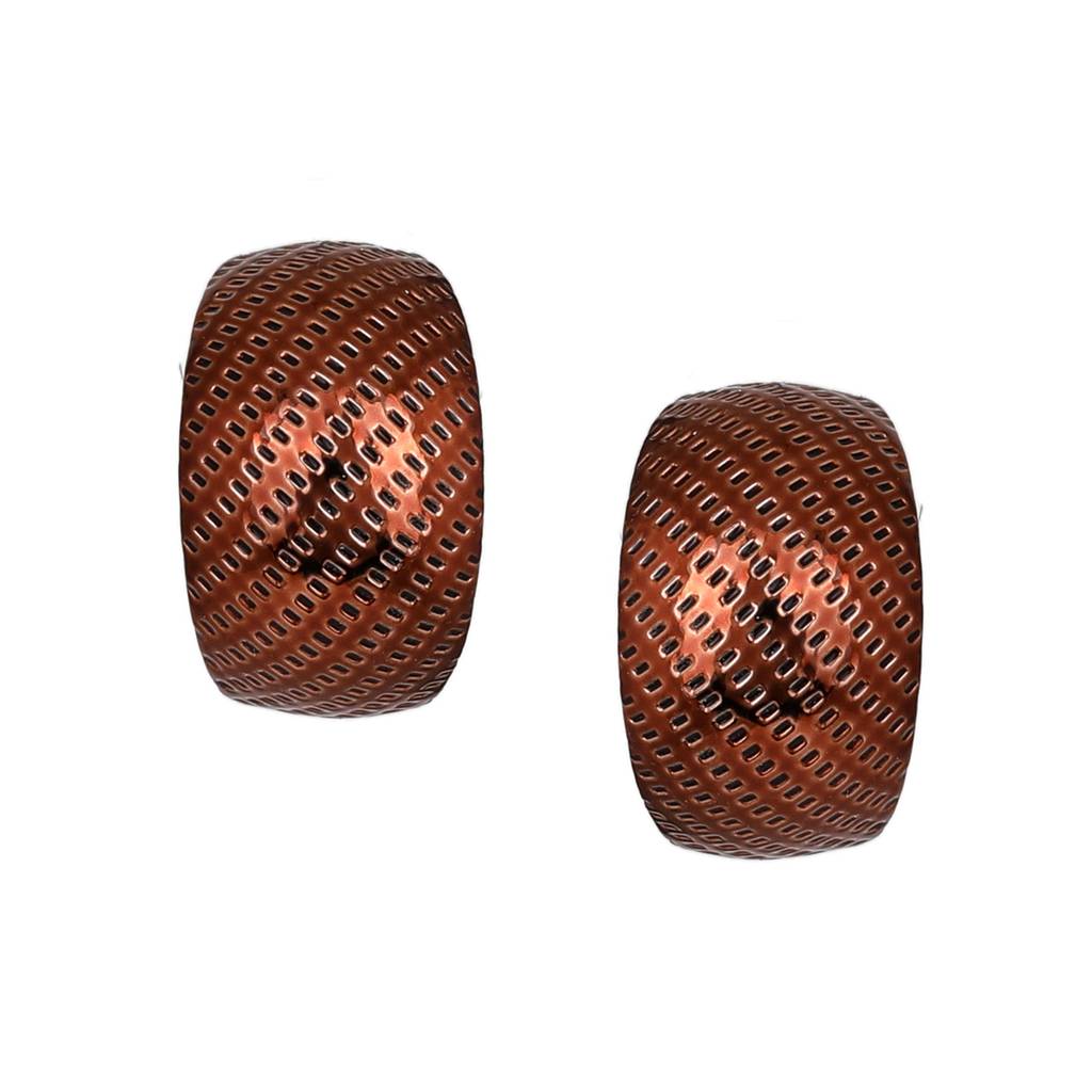 Estele Fashion Earrings For Women And Girls Latest Stylish Medium Metallic Half Hoop Earrings Party/Office Wear : 800702-BRNER