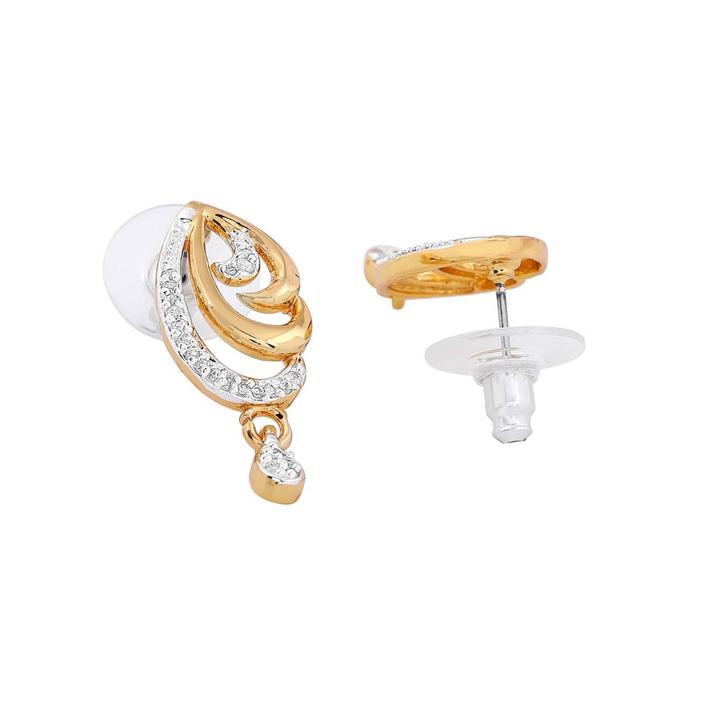 Estele Gold & Rhodium Plated Trendy Pendant Necklace Set With White Stones For Women : AD-002NKER