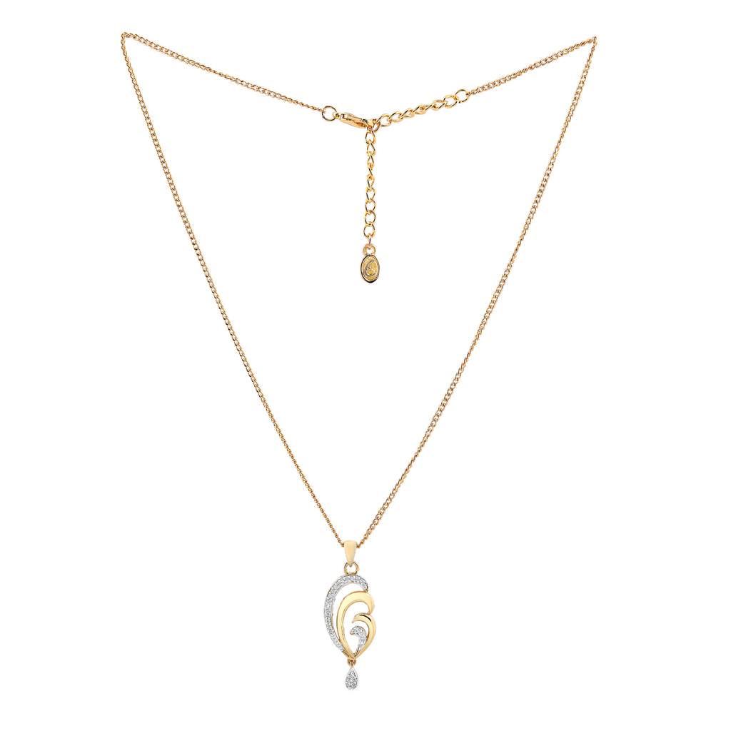 Estele Gold & Rhodium Plated Trendy Pendant Necklace Set With White Stones For Women : AD-002NKER