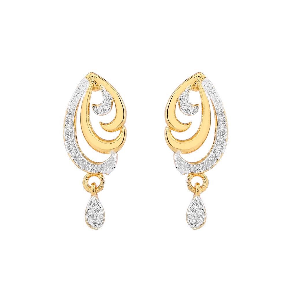 Estele Gold & Rhodium Plated Trendy Pendant Necklace Set With White Stones For Women : AD-002NKER