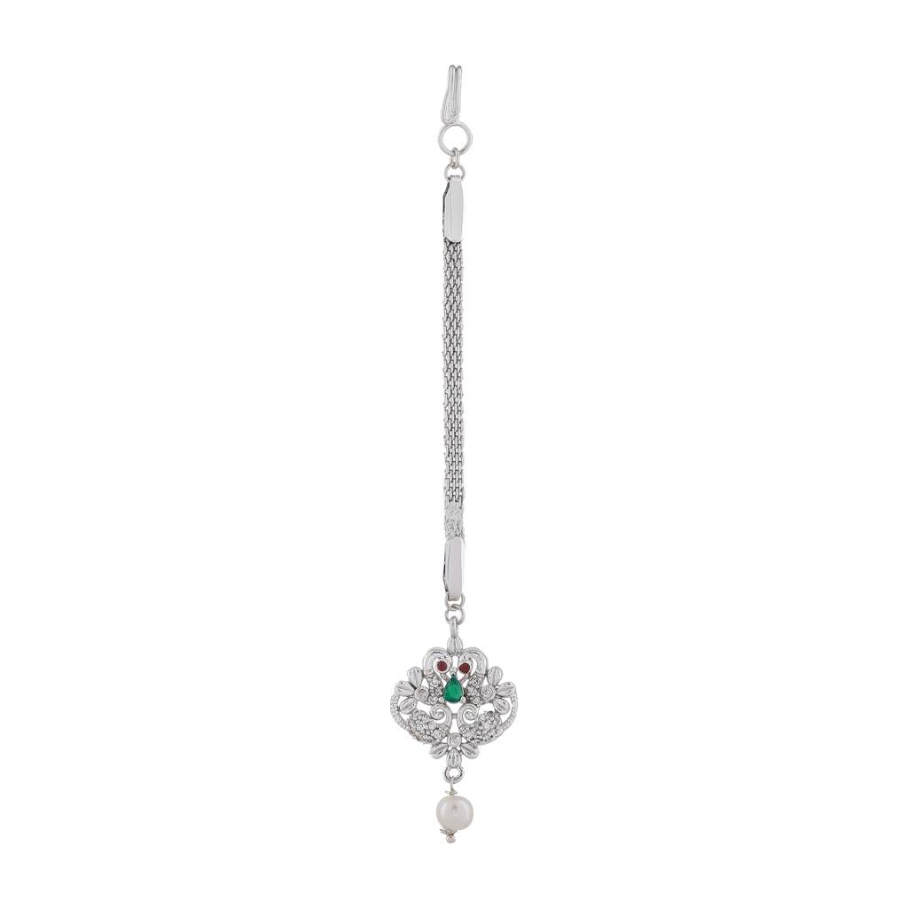 Estele Rhodium Plated Cz Fascinating Designer Bridal Necklace Set Combo For Women : AD-625-IRNKER