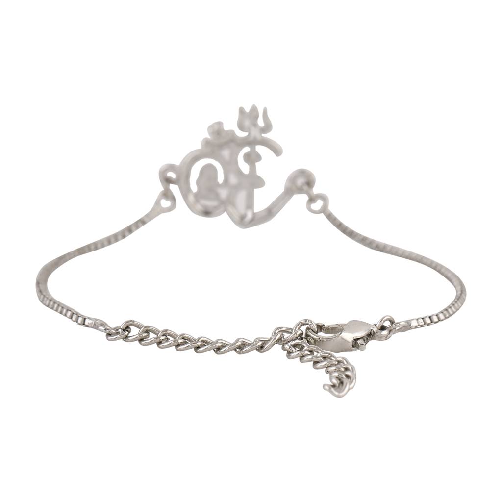 Estele Rhodium Plated Shivay Om Bracelet For Men And Women : 102151-IRBR