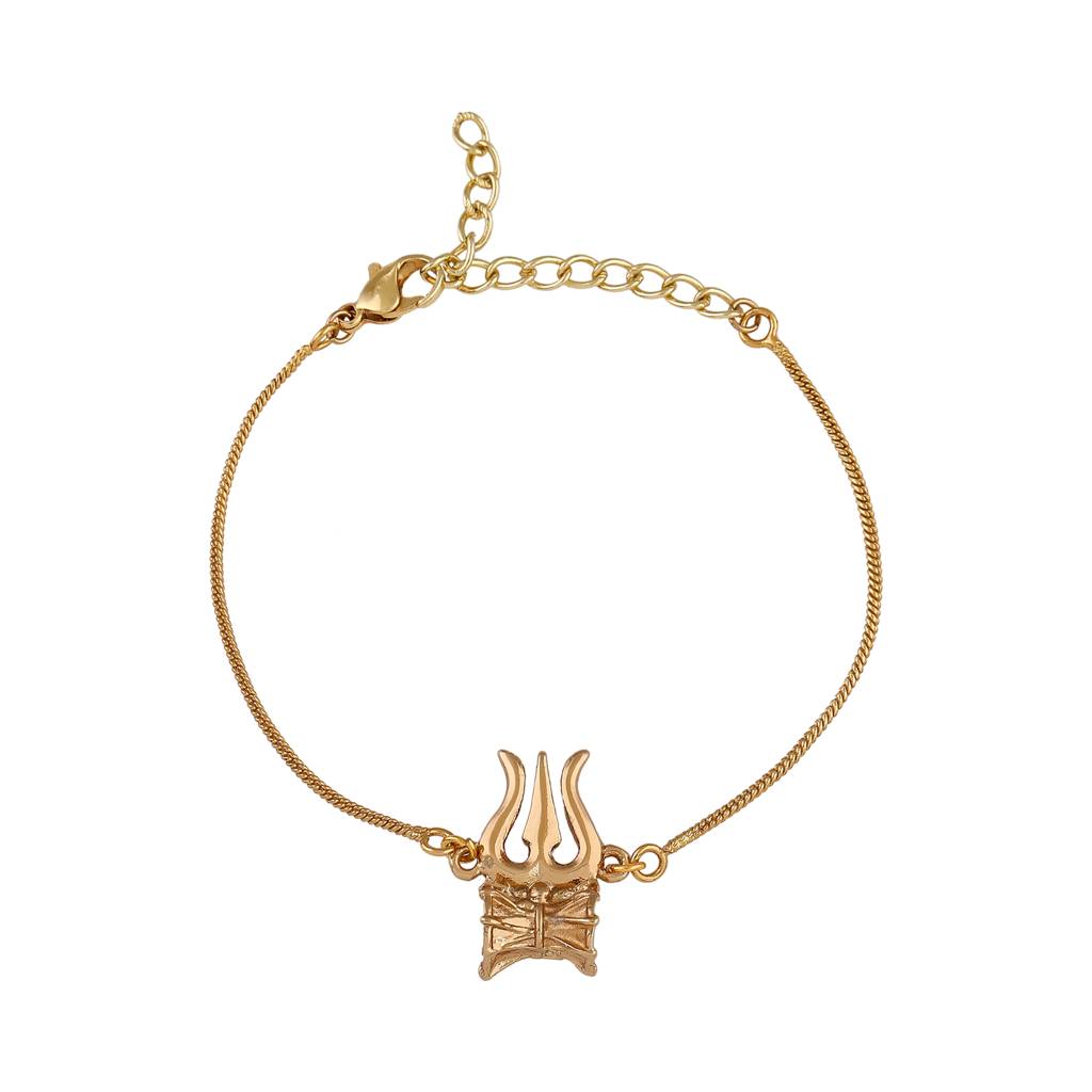Estele Gold Plated Trishool & Damru Bracelet With Divine For Men And Women : 102161-IGBR