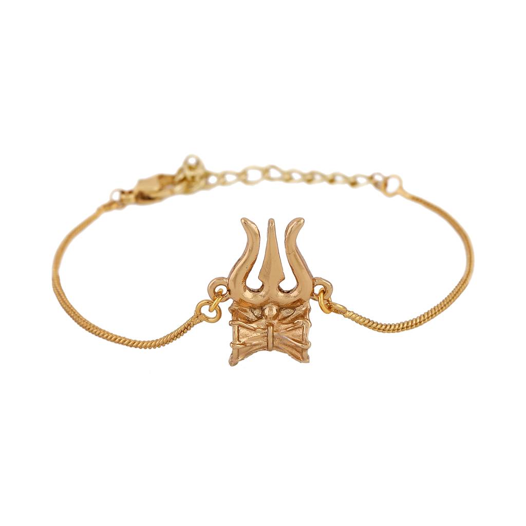 Estele Gold Plated Trishool & Damru Bracelet With Divine For Men And Women : 102161-IGBR