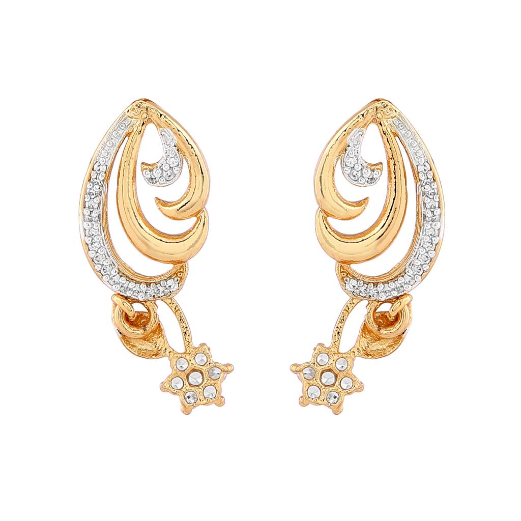 Estele Gold Plated Sartdust Flower Designer Necklace With Crystals For Women (Set Of 2) : 536NKER