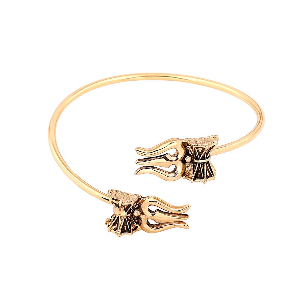 Estele Gold Plated Spiritual Trishul & Damru Bracelet For Women : 102064-IGBR