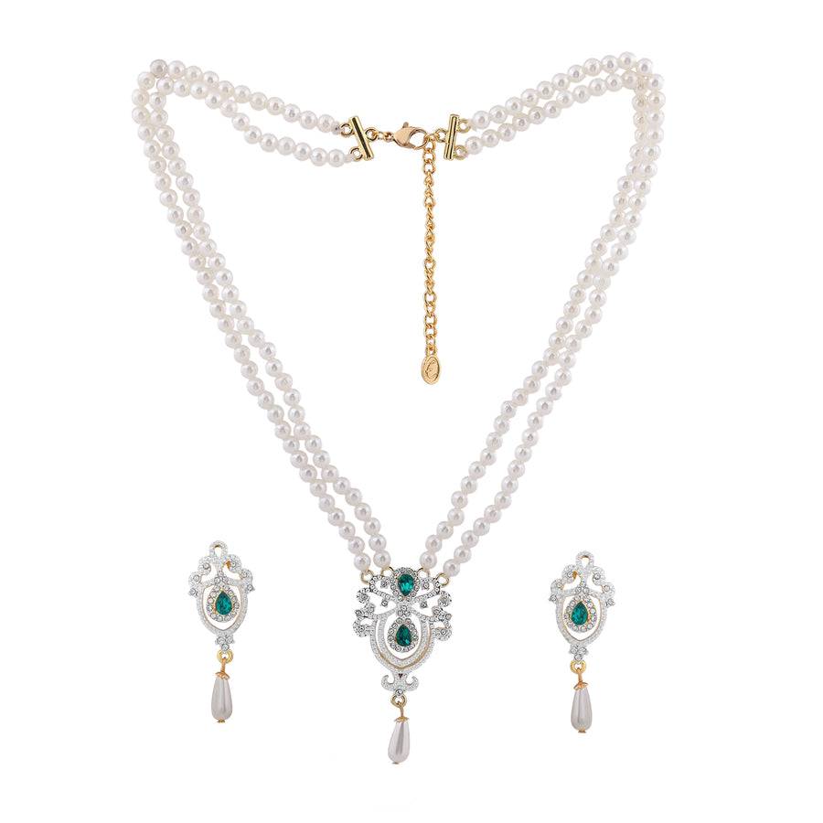 Estele Gold Plated Sparkling Necklace Set For Women : 8922NKER