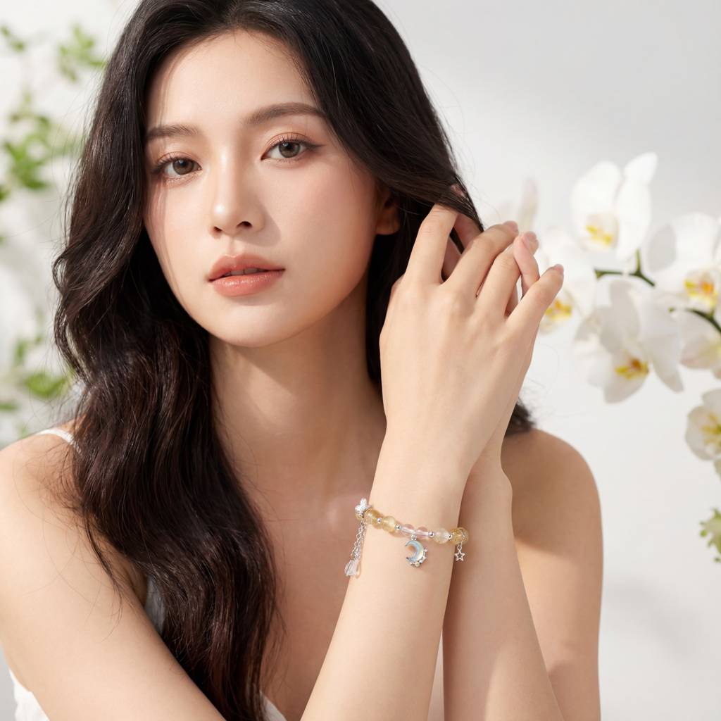 Korean Golden Galaxy Moonlight Beaded Bracelet : YUFSBR218