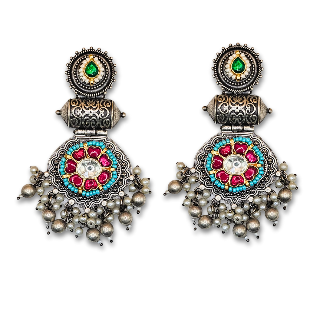 Dandiya Diva Pachi Kundan Earrings : ER009