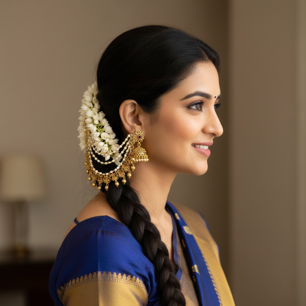 Royal Aura Temple Jewellery Ear Chain With Traditional Detailing : N-756