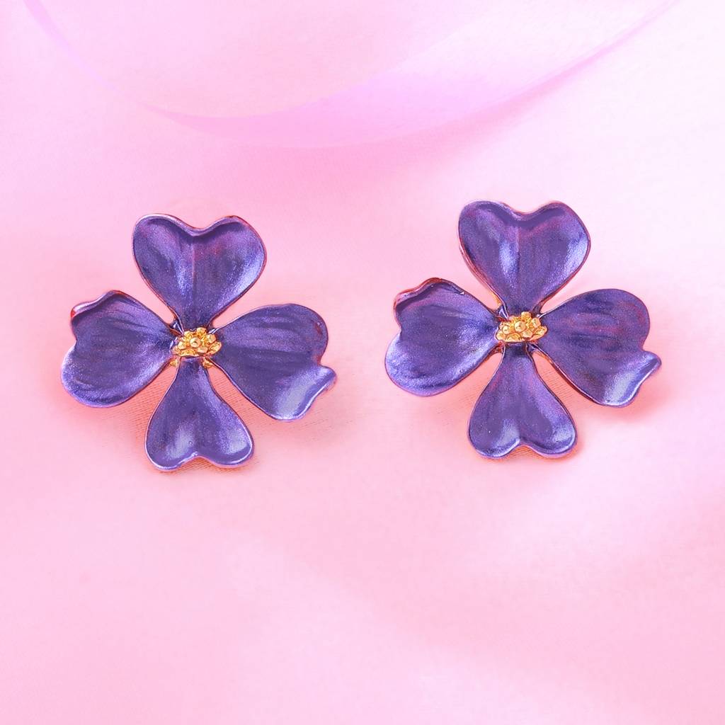 Estele Gold Plated Flower Designer Stud Earrings For Women : 5979-ERER