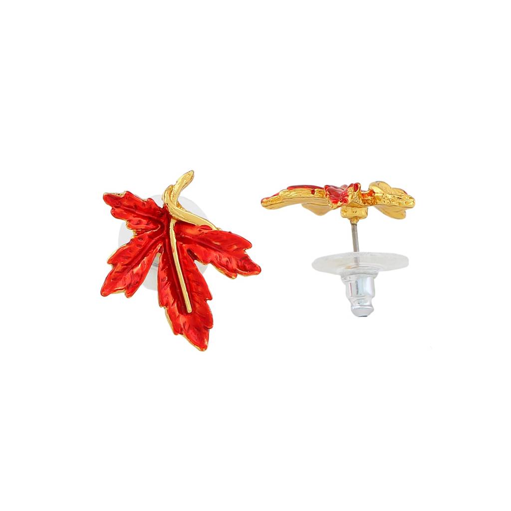 Estele Gold Plated Leaf Designer Necklace Set With Enamel For Women : 5980NKER