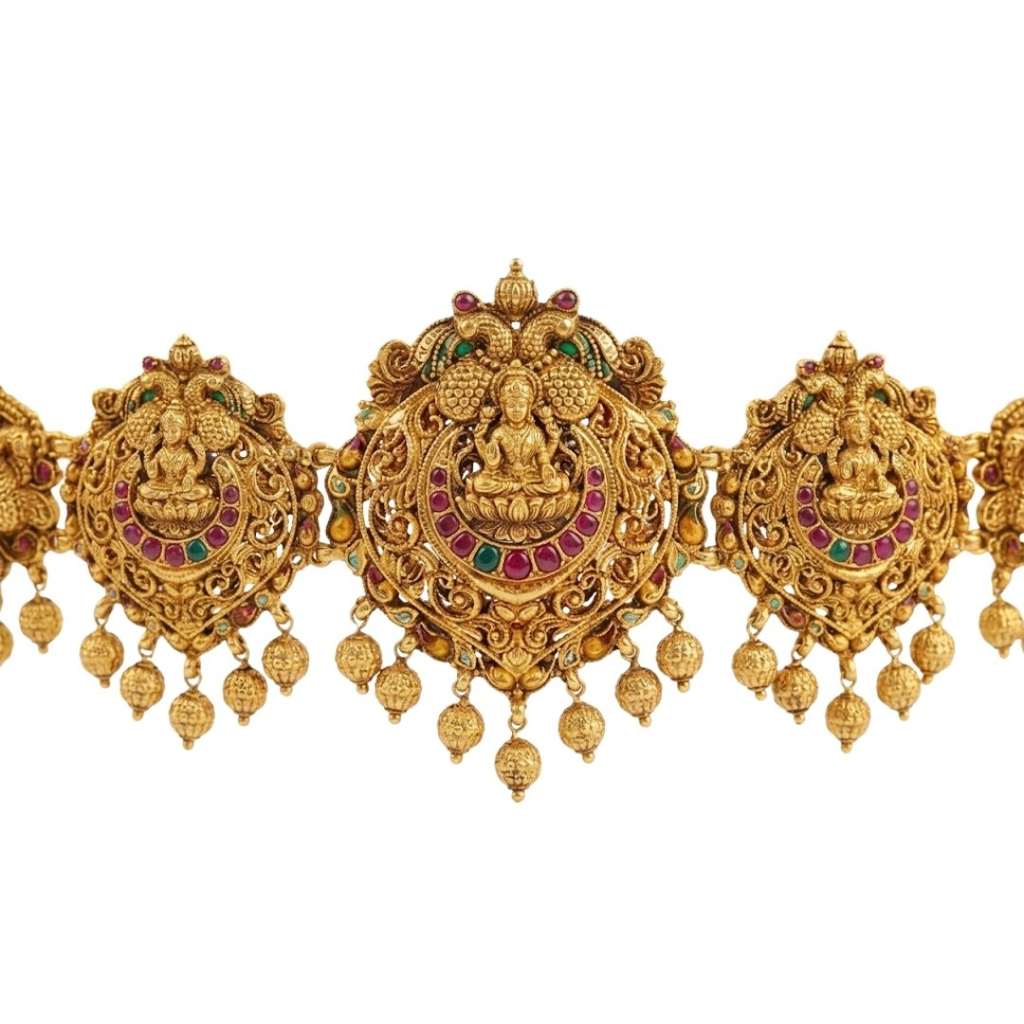 Trideva Kamarpatta – 1 Gram Gold Plated Laxmi Waist Belt : V-1280