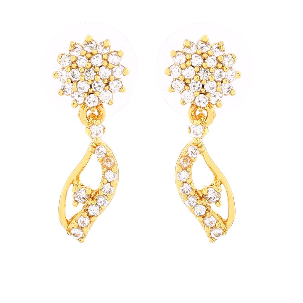Estele Gold Plated Trendy & Elegant White American Diamond Necklace Set For Women : AD-398NKER