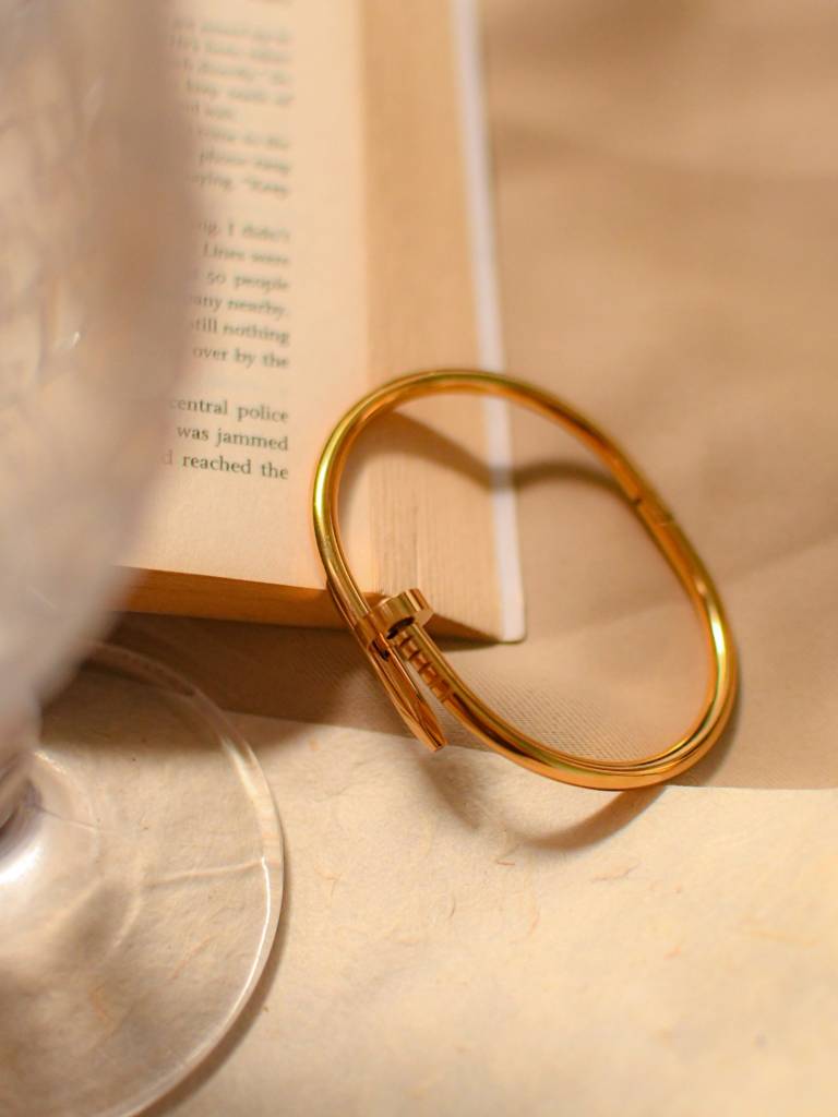 アクセサリー K18 gold bangle 18K Gold Nail Bangle | Anti-Tarnish Stainless Steel Bracelet | 18K