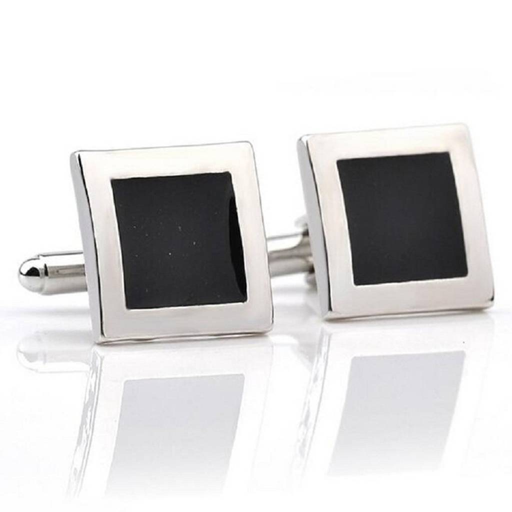 Stylish Black Business Suit Sleeve Decoration Square Shape Black Button Cufflinks For Men : PX9CL14