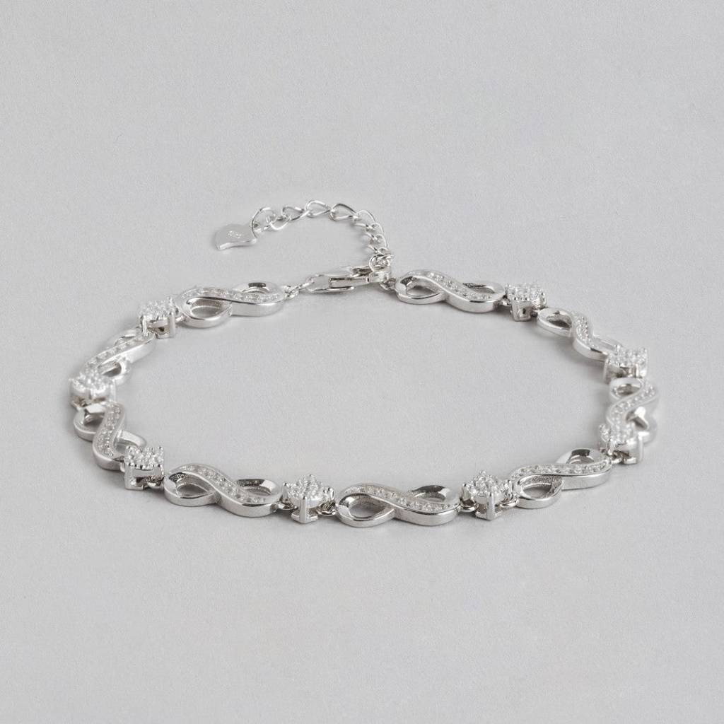 Infinite Brilliance Cz-Studded Rhodium-Plated 925 Sterling Silver Bracelet : BR-80330-R