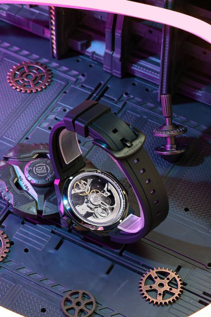 Premier Xapphire Collection Automatic Watch For Men With Round Skeleton Dial, Exposed-Gear Design, Luminous Hand : GZ-50232-02