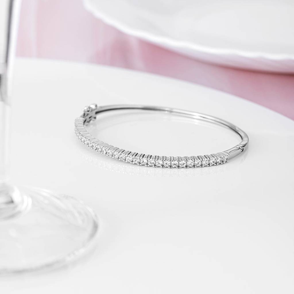 Square Solitaire Cz 925 Sterling Silver Bracelet : BR-80140