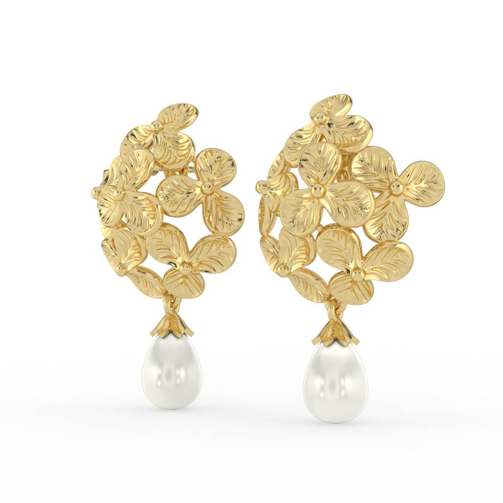 Bloom Freshwater Pearl Drop Earrings : ERG-BLM-PRL