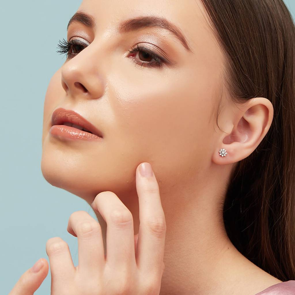 Nakshatra Floral Studs 925 Silver Earrings : EAR-20131