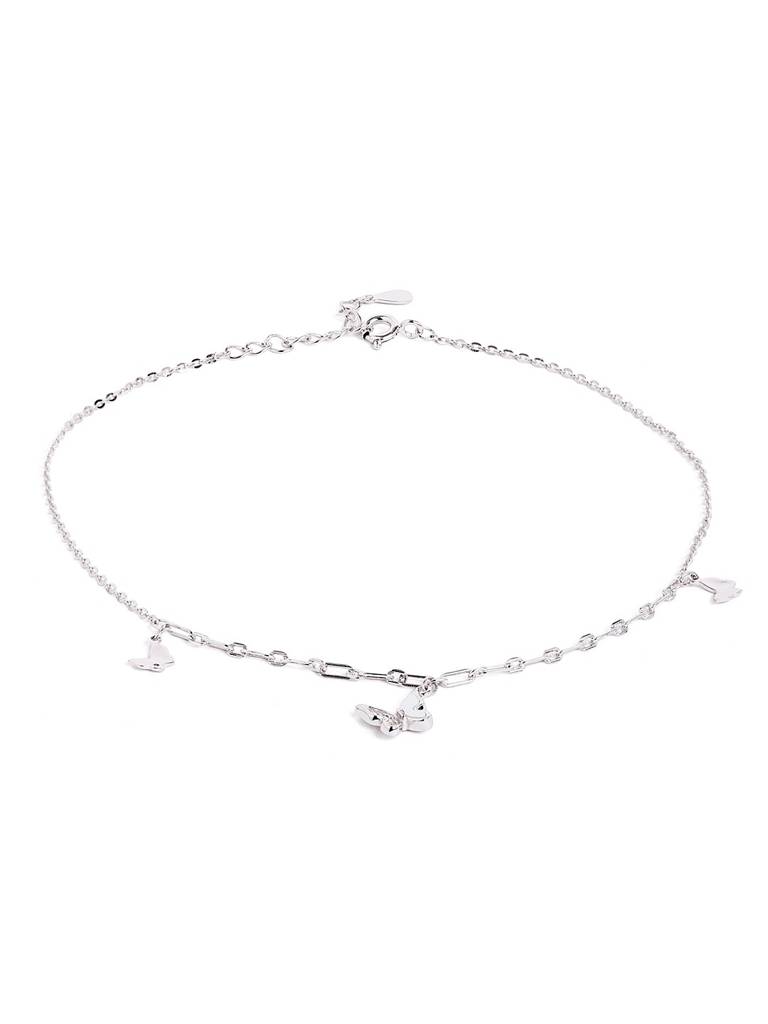 Silver Chain Butterfly Drop Adjustable Anklet : WAN00035