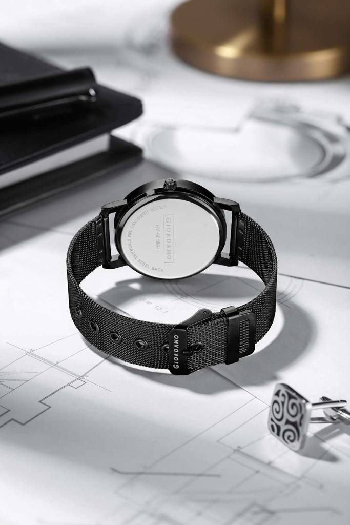 Giordano Classic Analog Quartz Watch For Men Â Mesh Metal Strap, Minimalist Dial With Roman Numerals, Slim Ele : GZ-50186-11