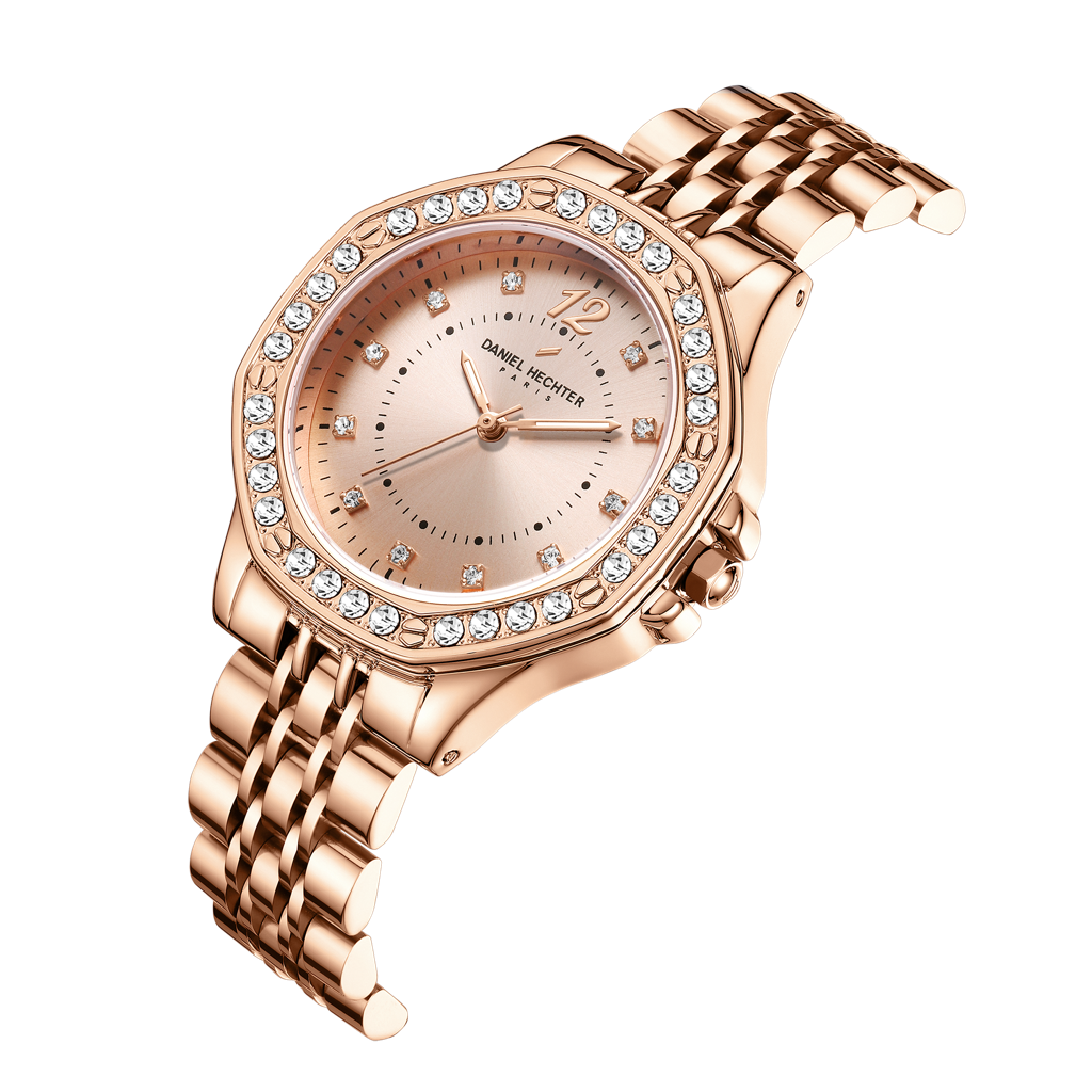 Daniel Hechter Paris Vendome Collection Analog Watch For Women With Crystal Studded Bezel, Crystal Accents And St : DHW2009-33