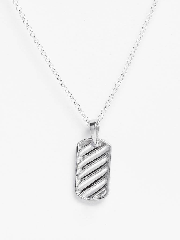 925 Silver Platinum Plated Wave Men Pendant Necklace With Chain Gift For Men & Boys : CSMNP6