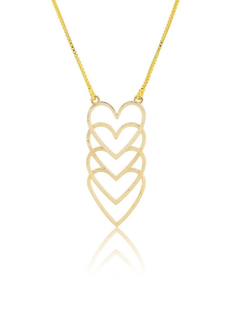 Valentine’S Day Golden Cascading Hearts Necklace : 8905124574906