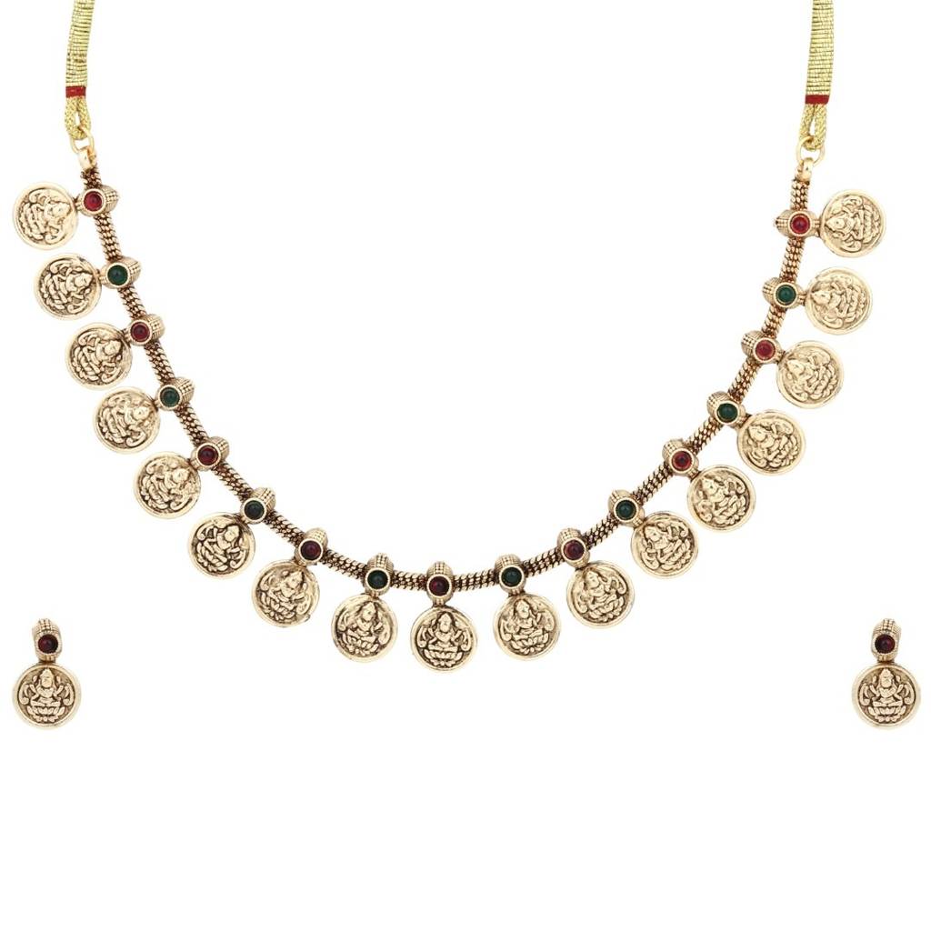 Gold Plated Laxmi Coin Necklace Set : S24MRNKS490MLT